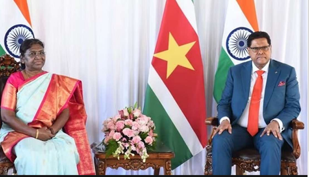 भारत और सूरीनाम: राष्ट्रपति मुर्मू की पहली राजकीय यात्रा के दौरान समकक्ष से प्रतिनिधिमंडल स्तर पर वार्ता” 2023